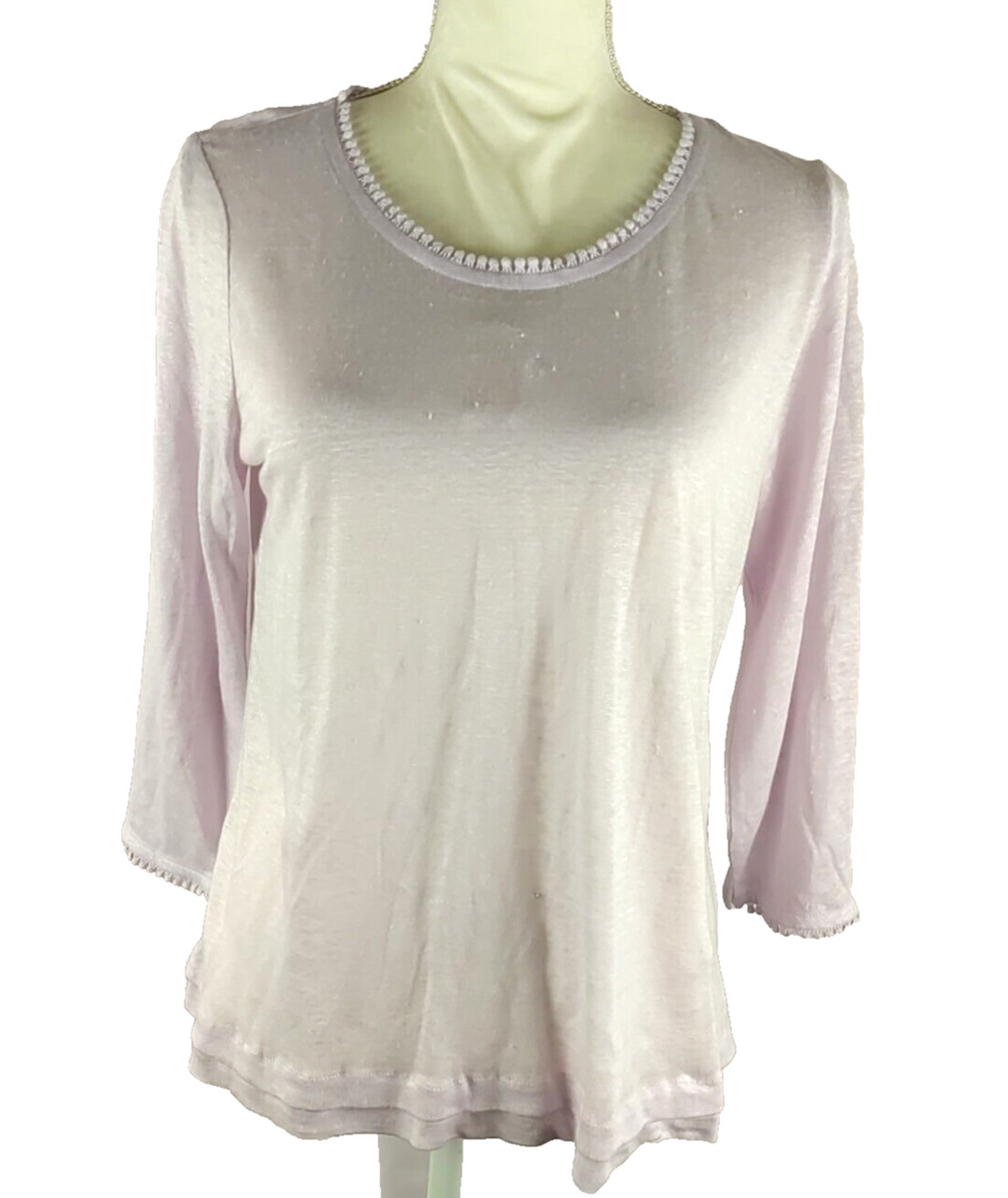J Jill Love Linen Women's Sweater Light Lilac Size X Small Long Sleeve